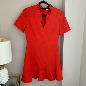 Sandro Bright Coral Mini Shortsleeved Dress